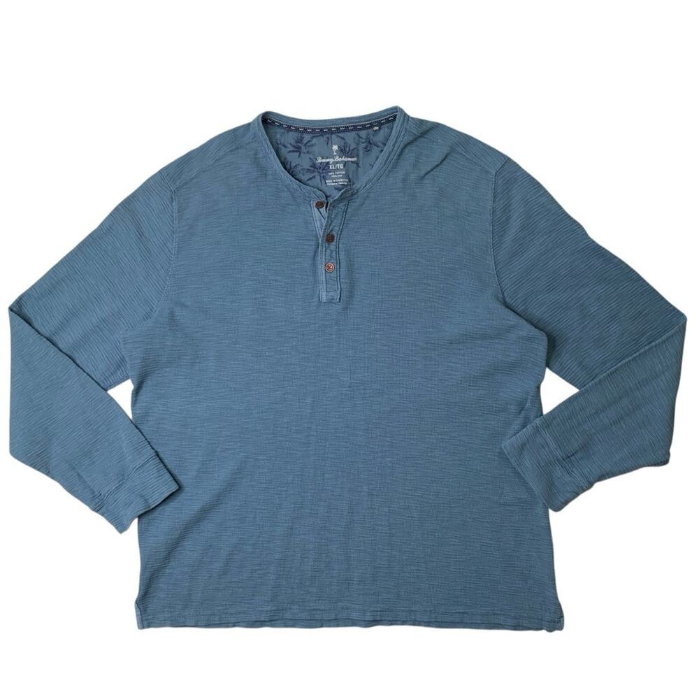 Tommy Bahama Shirt Mens XL Extra Large Copen Gauzy Port Oasis Long Sleeve Henley